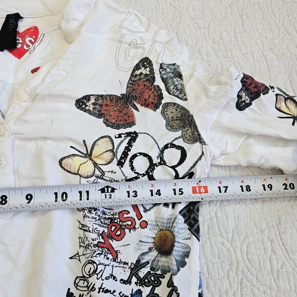 Desigual Graphic Top Long-Sleeved Tunic Boho Euro - Small - Picture 4 of 5